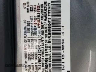 2009 Honda Odyssey EX-L with VIN 5FNRL38679B054712, listed as a Copart auction lot 54248165 with 190,573 mi miles and Clean Title. Bid and sale history available at DreamBid. Image 13.