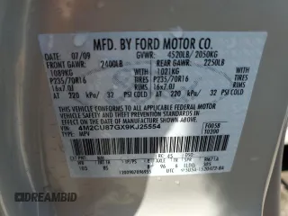 2009 Mercury Mariner Premier with VIN 4M2CU87GX9KJ25554, listed as a Copart auction lot 59949775 with Not provided miles and Salvage title. Bid and sale history available at DreamBid. Image 13.