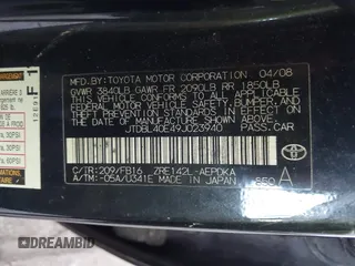 2009 Toyota Corolla with VIN JTDBL40E49J023940, listed as a IAAI auction lot 42437068 with 142,039 mi miles and . Bid and sale history available at DreamBid. Image 9.