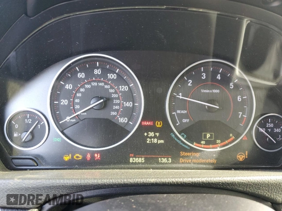 2014 BMW 3 Series 335i with VIN WBA3A9G51ENS65503, listed as a Copart auction lot 43680255 with 83,685 mi miles and Salvage Title. Bid and sale history available at carsss.com. Image 9.