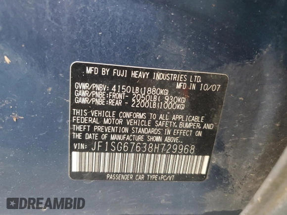 2008 Subaru Forester X L.L. Bean с VIN JF1SG67638H729968, выставлен на аукционе Copart как лот 84392794 с пробегом 252 357 миль миль и Списание • Salvage title. История ставок и продаж доступна на DreamBid. Изображение 13.