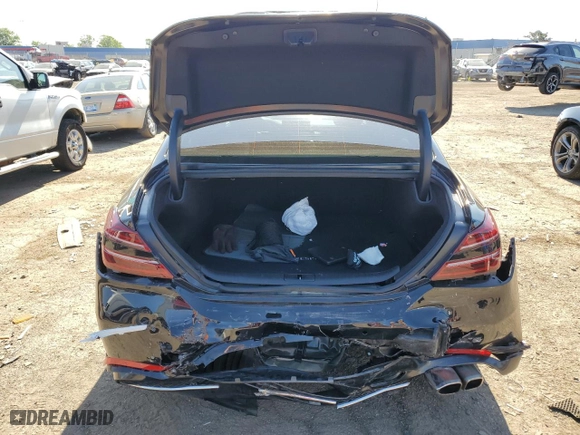 2022 Genesis G70 2.0T with VIN KMTG34TA6NU102387, listed as a Copart auction lot 57135504 with 15,769 mi miles and Salvage Title. Bid and sale history available at carsss.com. Image 6.