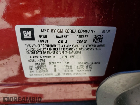 2023 Buick Encore GX Essence с VIN KL4MMGSL6PB005198, выставлен на аукционе Copart как лот 52334715 с пробегом 34 746 миль миль и Списание • Salvage title. История ставок и продаж доступна на DreamBid. Изображение 14.