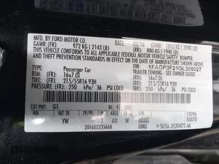 2016 Ford Focus SE with VIN 1FADP3F21GL305027, listed as a IAAI auction lot 41930646 with 106,127 mi miles and . Bid and sale history available at DreamBid. Image 9.