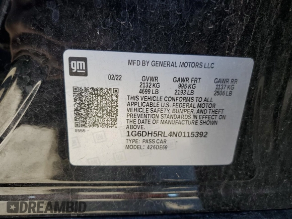 2022 Cadillac CT4-V z VIN 1G6DH5RL4N0115392, wystawiony jako Copart lot #80782094 z przebiegiem 16 567 mil mil oraz Szkody całkowita. Historia ofert i sprzedaży dostępna na DreamBid. Obrazek 12.