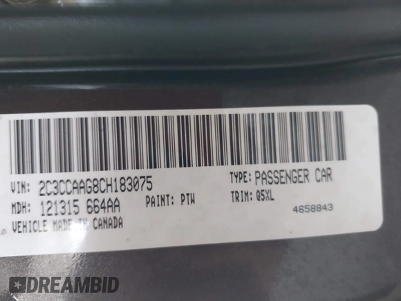 2012 Chrysler 300 with VIN 2C3CCAAG8CH183075, listed as a IAAI auction lot 40436578 with Not Provided miles and . Bid and sale history available at DreamBid. Image 9.