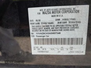 2010 Mazda 6 i Grand Touring with VIN 1YVHZ8CH3A5M07348, listed as a IAAI auction lot 41448909 with 185,808 mi miles and . Bid and sale history available at DreamBid. Image 9.