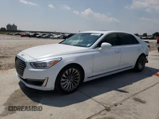 2019 Genesis G90 Premium with VIN KMHG34JA6KU053345, listed as a Copart auction lot 68646234 with 60,500 mi miles and Salvage Title. Bid and sale history available at carsss.com. Image 1.
