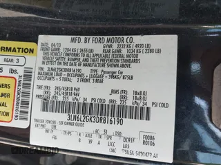 2013 Lincoln MKZ с VIN 3LN6L2GK3DR816190, выставлен на аукционе IAAI как лот 42093774 с пробегом 156 364 миль миль и . История ставок и продаж доступна на DreamBid. Изображение 9.