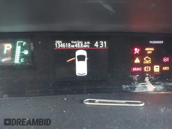 2012 Toyota Prius c One with VIN JTDKDTB33C1511612, listed as a IAAI auction lot 42027076 with 134,618 mi miles. Bid and sale history available at carsss.com. Image 7.