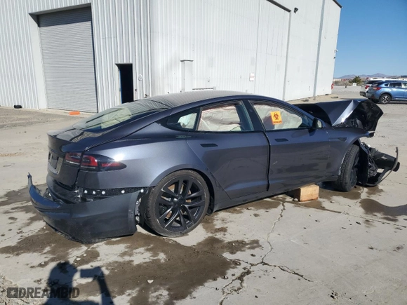 2023 Tesla Model S with VIN 5YJSA1E59PF522444, listed as a Copart auction lot 49835095 with 0 mi miles and Salvage Title. Bid and sale history available at carsss.com. Image 3.