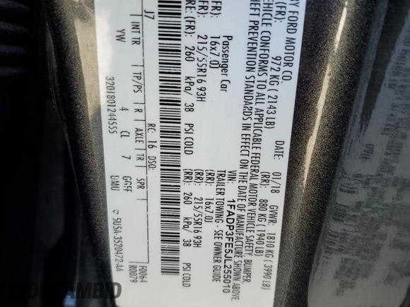 2018 Ford Focus SE with VIN 1FADP3FE5JL255010, listed as a Copart auction lot 54478335 with 118,074 mi miles and Salvage Title. Bid and sale history available at carsss.com. Image 12.