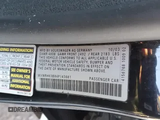 2004 Volkswagen Passat GLX with VIN WVWRH63BX4P143681, listed as a Copart auction lot 86345314 with 186,634 mi miles and Salvage title. Bid and sale history available at DreamBid. Image 12.