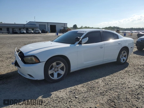 2014 Dodge Charger Police with VIN 2C3CDXAT8EH203468, listed as a Copart auction lot 55890735 with 119,327 mi miles and Salvage title. Bid and sale history available at DreamBid. Image 1.