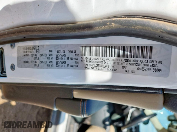 2016 Jeep Cherokee Limited with VIN 1C4PJLDB9GW329005, listed as a Copart auction lot 61939155 with 106,237 mi miles and Clean title. Bid and sale history available at DreamBid. Image 13.