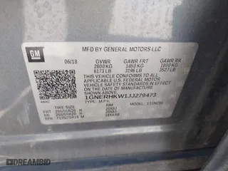 2018 Chevrolet Traverse LT Leather with VIN 1GNERHKW1JJ279473, listed as a IAAI auction lot 41151603 with 96,817 mi miles. Bid and sale history available at carsss.com. Image 9.