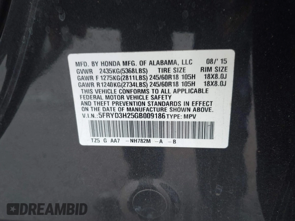 2016 Acura MDX with VIN 5FRYD3H25GB009186, listed as a IAAI auction lot 41720733 with 122,941 mi miles. Bid and sale history available at carsss.com. Image 9.
