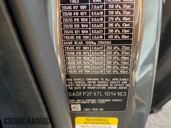 2020 Jaguar E-Pace SE z VIN SADFP2FX7L1014163, wystawiony jako Copart lot #48422705 z przebiegiem 29 731 mil mil oraz Szkody całkowita. Historia ofert i sprzedaży dostępna na DreamBid. Obrazek 13.
