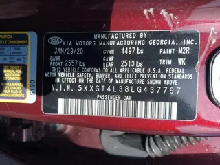 2020 Kia Optima LX z VIN 5XXGT4L38LG437797, wystawiony jako IAAI lot #41441508 z przebiegiem 67 320 mil mil oraz . Historia ofert i sprzedaży dostępna na DreamBid. Obrazek 9.