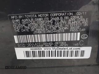 2011 Lexus ES 330 с VIN JTHBK1EG8B2443274, выставлен на аукционе IAAI как лот 42152354 с пробегом 120 711 миль миль и . История ставок и продаж доступна на DreamBid. Изображение 9.