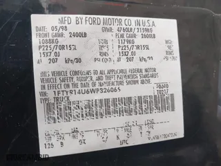 1998 Ford Ranger XL with VIN 1FTYR14U6WPB26066, listed as a IAAI auction lot 41538800 with 132,151 mi miles. Bid and sale history available at carsss.com. Image 9.