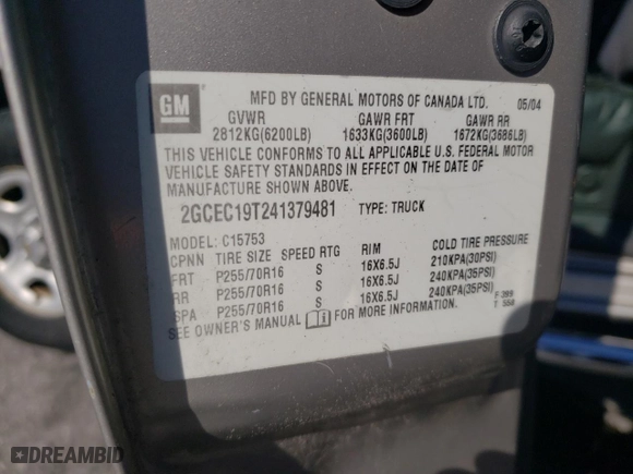 2004 Chevrolet Silverado 1500 LS with VIN 2GCEC19T241379481, listed as a Copart auction lot 48915705 with 111,331 mi miles and Salvage Title. Bid and sale history available at carsss.com. Image 14.