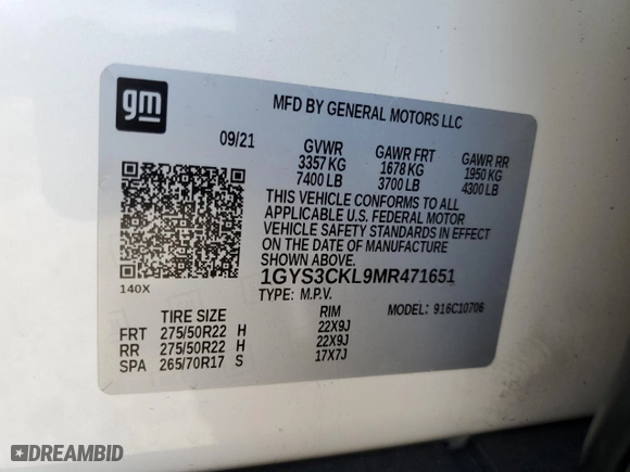 2021 Cadillac Escalade Premium Luxury with VIN 1GYS3CKL9MR471651, listed as a Copart auction lot 44301275 with 24,328 mi miles and Salvage Title. Bid and sale history available at carsss.com. Image 13.
