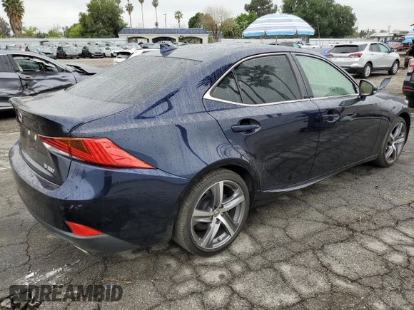 2019 Lexus IS with VIN JTHBA1D28K5100097, listed as a Copart auction lot 50593915 with 7,187 mi miles and Salvage Title. Bid and sale history available at carsss.com. Image 3.