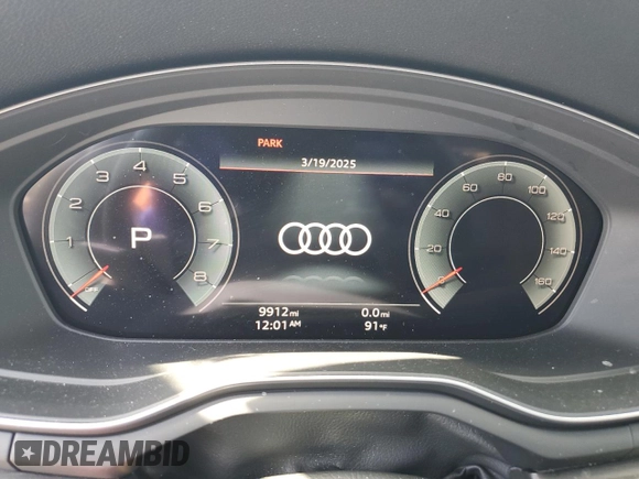 2025 Audi A4 S line Premium Plus with VIN WAUEAAF48SN000964, listed as a Copart auction lot 54632825 with 9,912 mi miles and Salvage Title. Bid and sale history available at DreamBid. Image 9.