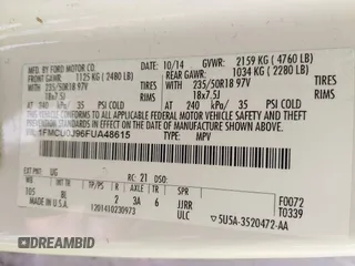 2015 Ford Escape Titanium with VIN 1FMCU0J96FUA48615, listed as a IAAI auction lot 39482355 with 186,340 mi miles and . Bid and sale history available at DreamBid. Image 9.