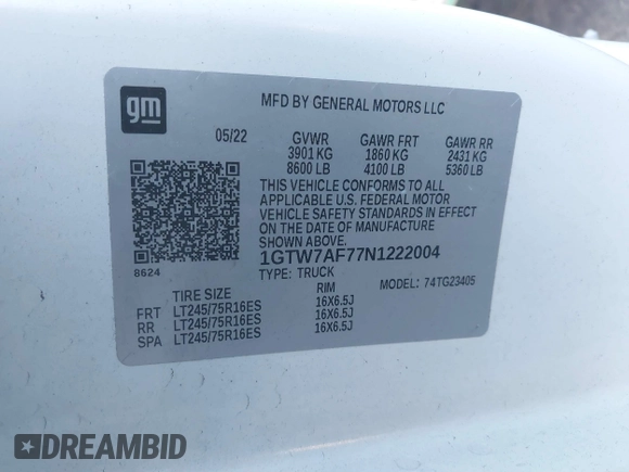 2022 GMC Savana Cargo Van with VIN 1GTW7AF77N1222004, listed as a IAAI auction lot 40864118 with 66,592 mi miles. Bid and sale history available at carsss.com. Image 9.