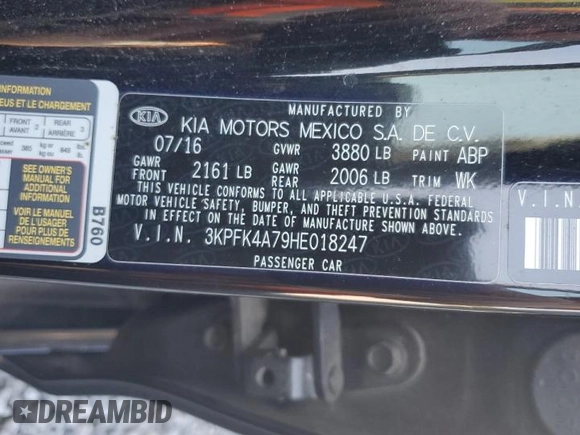 2017 Kia Forte LX with VIN 3KPFK4A79HE018247, listed as a Copart auction lot 69775344 with 65,368 mi miles and Salvage Title. Bid and sale history available at carsss.com. Image 14.