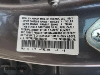 2012 Honda Civic LX z VIN 19XFB2F59CE309285, wystawiony jako Copart lot #57823965 z przebiegiem 95 991 mil mil oraz Szkoda całkowita • Salvage title. Historia ofert i sprzedaży dostępna na DreamBid. Obrazek 14.