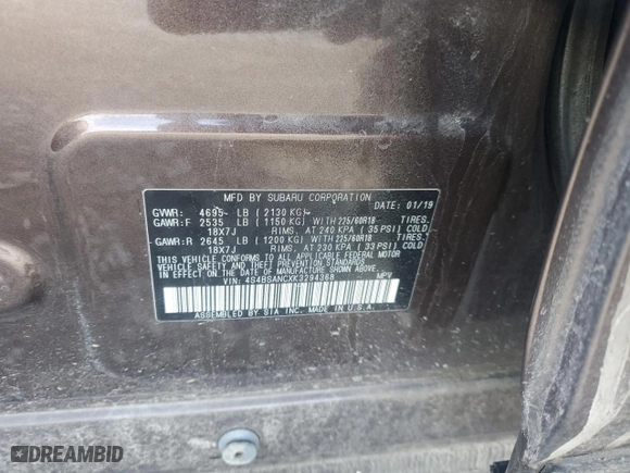 2019 Subaru Outback Limited with VIN 4S4BSANCXK3294368, listed as a Copart auction lot 45785605 with 88,960 mi miles and Salvage Title. Bid and sale history available at carsss.com. Image 13.