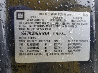 2009 Saturn Outlook XR z VIN 5GZEV23D09J212968, wystawiony jako Copart lot #73119564 z przebiegiem 215 277 mil mil oraz Tytuł czysty. Historia ofert i sprzedaży dostępna na DreamBid. Obrazek 13.
