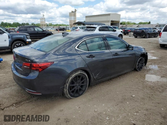 2015 Acura TLX Advance with VIN 19UUB2F71FA013663, listed as a Copart auction lot 58740755 with 102,031 mi miles and Salvage title. Bid and sale history available at DreamBid. Image 3.