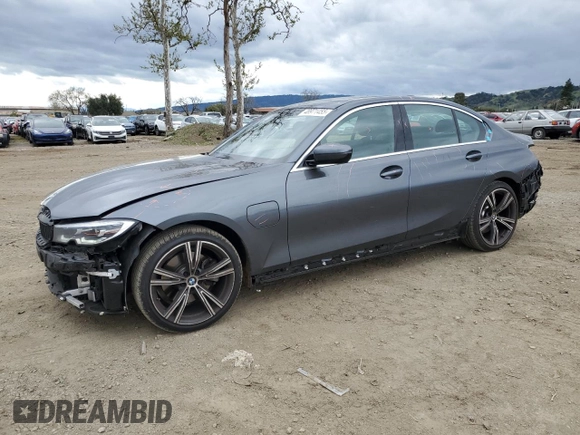 2021 BMW 3 Series 330e with VIN 3MW5P7J02M8B94208, listed as a Copart auction lot 48971455 with 22,228 mi miles and Salvage Title. Bid and sale history available at carsss.com. Image 1.