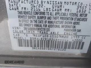 2022 Nissan Sentra S with VIN 3N1AB8BV8NY278120, listed as a IAAI auction lot 41776241 with 40,899 mi miles. Bid and sale history available at carsss.com. Image 9.