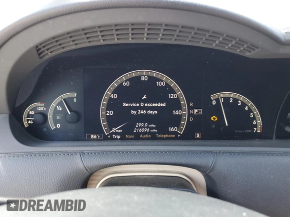 2007 Mercedes-Benz CL 5.5L V8 with VIN WDDEJ71X47A002366, listed as a Copart auction lot 50955625 with 216,096 mi miles and Salvage Title. Bid and sale history available at carsss.com. Image 9.