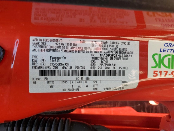 2017 Ford Focus SE with VIN 1FADP3F28HL325681, listed as a Copart auction lot 57480645 with 167,350 mi miles and Clean title. Bid and sale history available at DreamBid. Image 12.