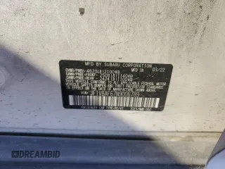 2022 Subaru WRX Premium with VIN JF1VBAF67N9006789, listed as a Copart auction lot 46654315 with 43,049 mi miles and Salvage Title. Bid and sale history available at DreamBid. Image 12.