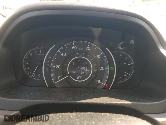 2012 Honda CR-V EX-L with VIN 2HKRM4H78CH612331, listed as a Copart auction lot 62383725 with 208,658 mi miles and Salvage title. Bid and sale history available at DreamBid. Image 9.