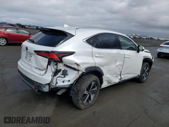 2021 Lexus NX with VIN JTJGJRDZ9M2166856, listed as a Copart auction lot 44993055 with 83,674 mi miles and Salvage Title. Bid and sale history available at carsss.com. Image 3.