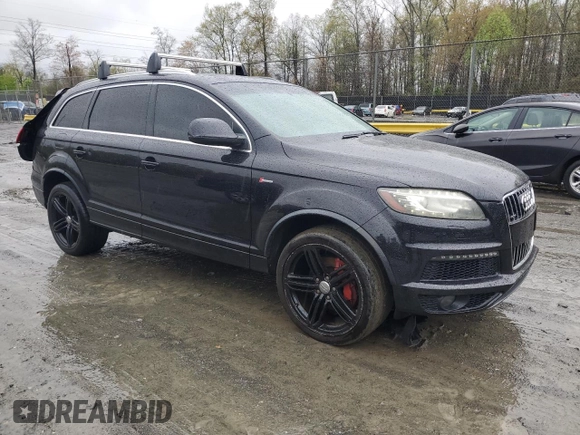 2012 Audi Q7 S line with VIN WA1AGAFE1CD001173, listed as a Copart auction lot 52113295 with 146,972 mi miles and Salvage title. Bid and sale history available at DreamBid. Image 4.