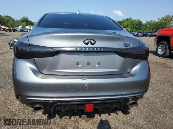 2019 Infiniti Q50 Luxe with VIN JN1EV7AR7KM557600, listed as a Copart auction lot 65713405 with 48,542 mi miles and Salvage title. Bid and sale history available at DreamBid. Image 6.