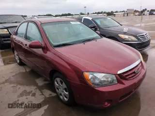 2006 Kia Spectra EX with VIN KNAFE121765251050, listed as a Copart auction lot 75120624 with 0 mi miles and Salvage Title. Bid and sale history available at carsss.com. Image 4.