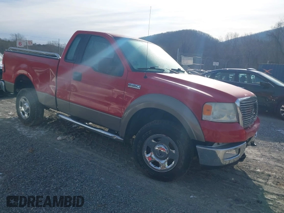 2005 Ford F-150 XL with VIN 1FTRF14W05NA77908, listed as a IAAI auction lot 41382643 with 128,135 mi miles. Bid and sale history available at carsss.com. Image 1.