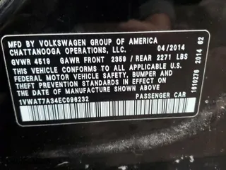 2014 Volkswagen Passat S with VIN 1VWAT7A34EC096232, listed as a Copart auction lot 48296295 with 129,876 mi miles and Salvage Title. Bid and sale history available at carsss.com. Image 13.