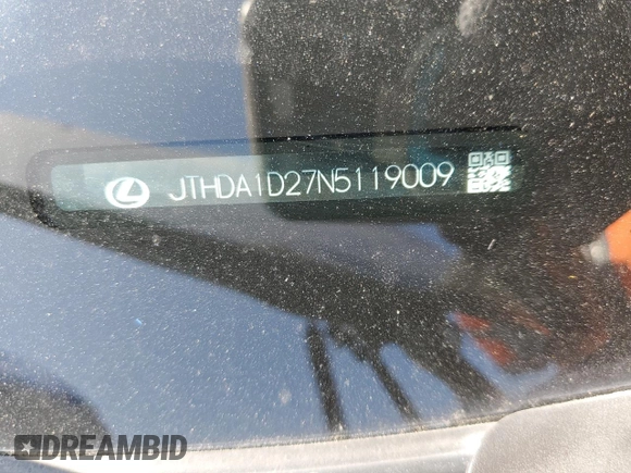 2022 Lexus IS 300 with VIN JTHDA1D27N5119009, listed as a Copart auction lot 54622045 with 9,122 mi miles and Salvage title. Bid and sale history available at DreamBid. Image 12.