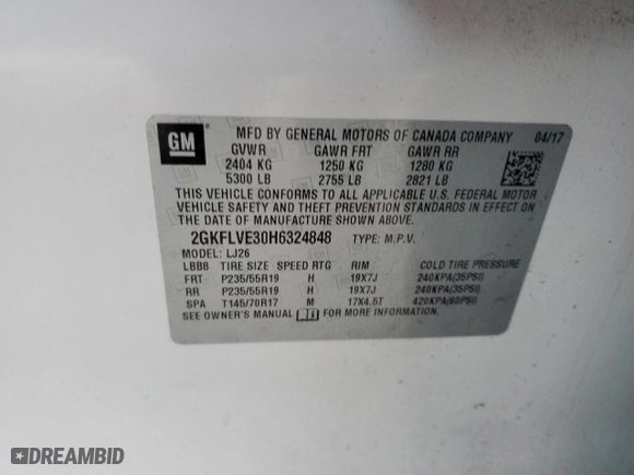 2017 GMC Terrain Denali with VIN 2GKFLVE30H6324848, listed as a Copart auction lot 82420864 with 106,091 mi miles and Salvage Title. Bid and sale history available at carsss.com. Image 15.
